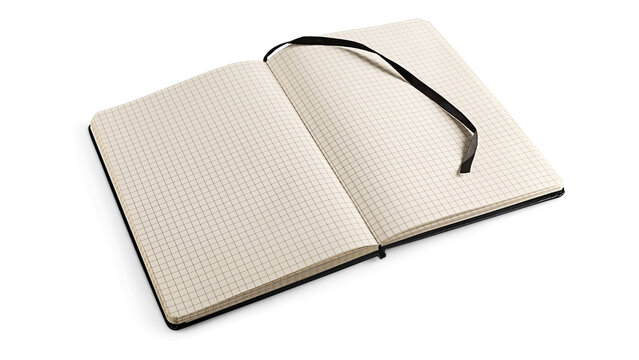 Open notebook with dotted pages and a black bookmark ribbon notebook bookmark stationery education sketchbook