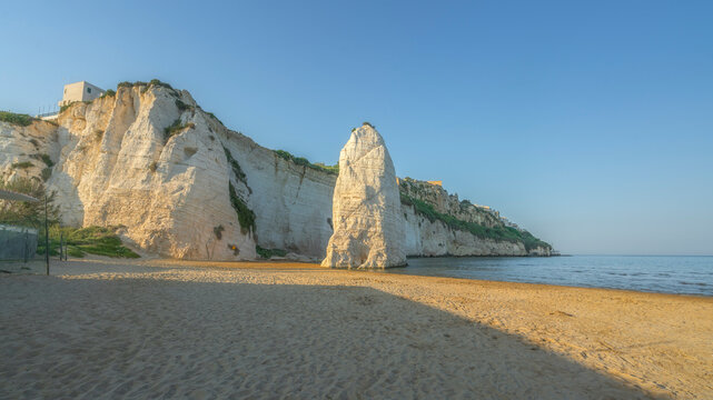 Pizzomunno Beach in Gargano Coast, Vieste Puglia Italy