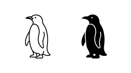 Obraz premium Penguin bird icon set in outline and solid styles isolated on transparent background