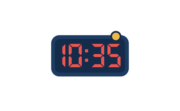 Minimalist digital clock illustration with glowing red LED numbers