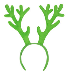 Plush green reindeer antlers headband accessory for christmas party costume and festive holiday attire. © Easy