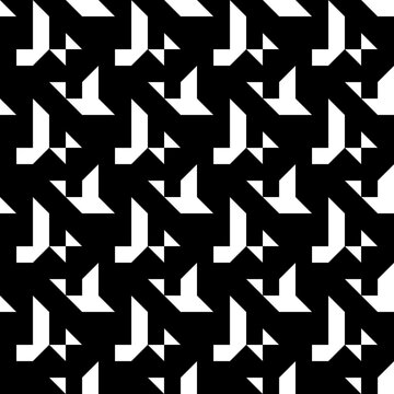 Seamless pattern with geometric motifs in black and white