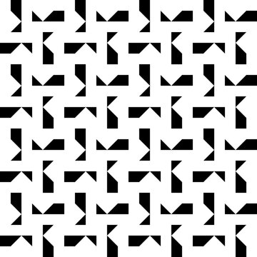 Seamless pattern with geometric motifs in black and white