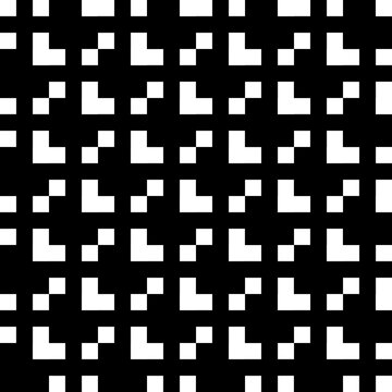 Seamless pattern with geometric motifs in black and white