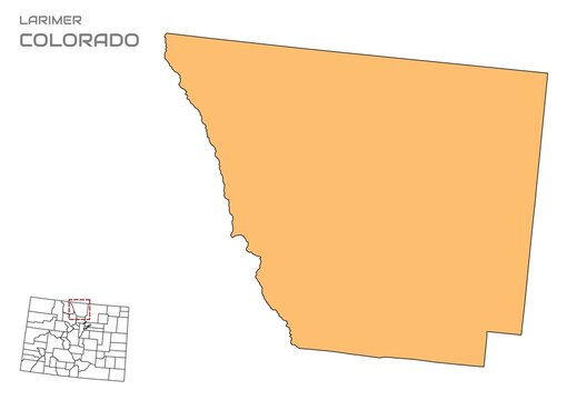 Larimer County map, Colorado state, USA