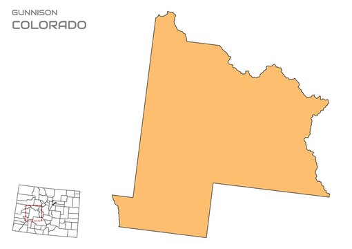 Gunnison County map, Colorado state, USA