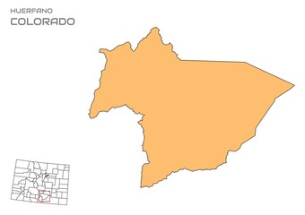 Huerfano County map, Colorado state, USA © Stockchi