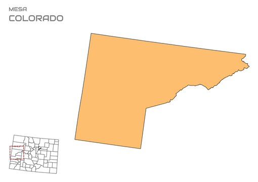 Mesa County map, Colorado state, USA