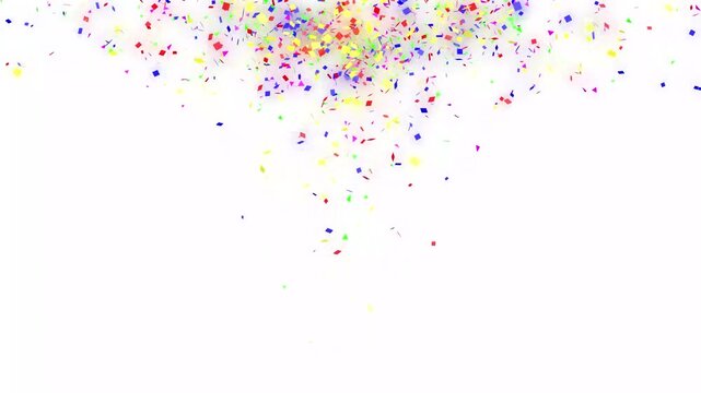 Super slow motion of flying coloured confetti isolated on alpha channel Transparent background. Confetti Party Popper Explosion Animation, Perfect For Compositing Into Your cgi Scene. 4K overlay
