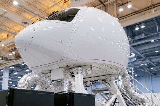 The Aircraft Nose Assembly in a Bright Industrial Hangar Under Construction