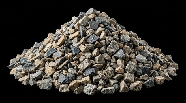 Pile of assorted crushed stones and gravel pieces in gray and beige tones.