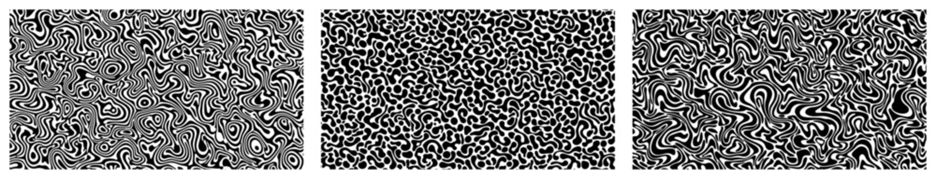 Seamless Organic Topographic Texture Patterns Vector Illustration Set of Damascus Wave Noise
