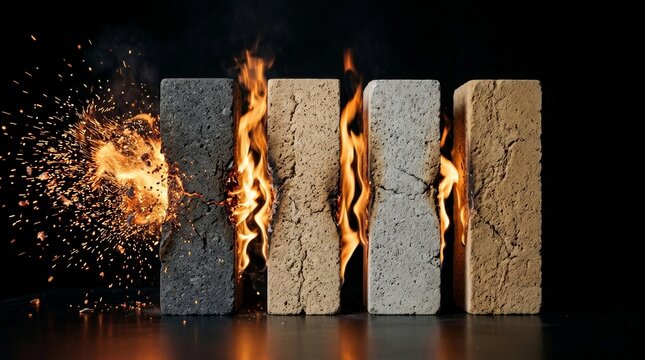 Fire resistant materials designed to slow fire spread and protect building structures.
