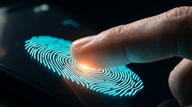 Digital identity verification using biometric data and fingerprint scanning for enhanced privacy.