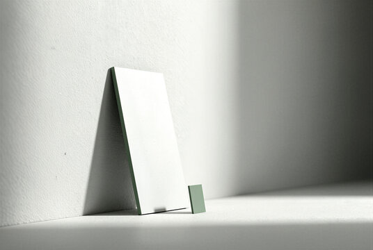 Minimalist scene with blank cards and shadow