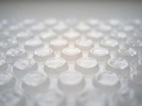 Abstract background of protective plastic bubble wrap for e-commerce packaging with shipping supplie