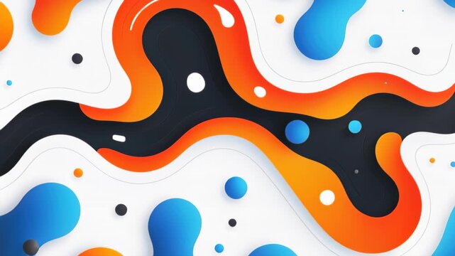Abstract Flow: Vibrant, fluid shapes in orange, blue, and white create a dynamic, modern abstract composition.