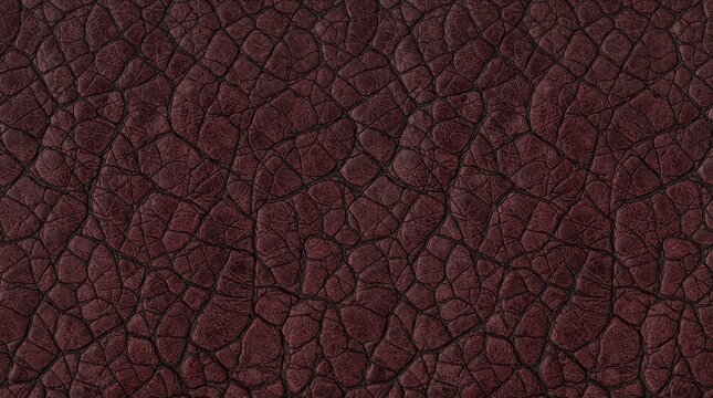 Rich burgundy leather texture background with intricate cracked pattern