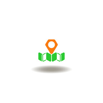 Vector illustration of map with location pin marker. Symbol of location pin geolocation. Icon of gps navigation and tracking.