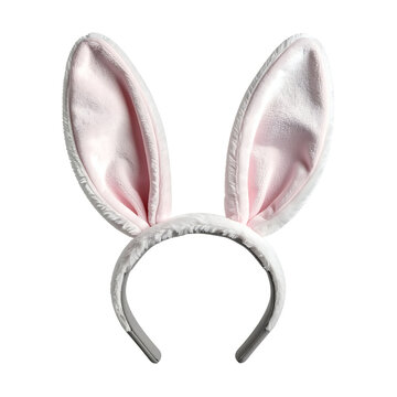 Bunny ears headband featuring soft white plush fabric and pink inner velvet detail for festive holiday costume&nbsp;