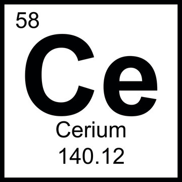 Cerium periodic table element chemistry symbol. Vector Cerium atom gas icon