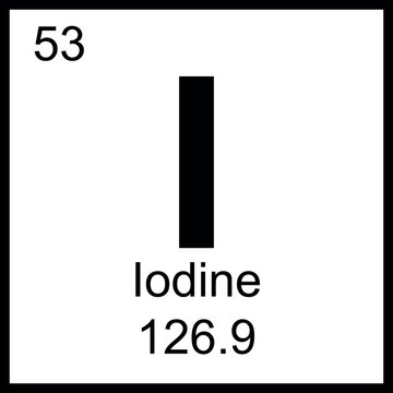 Iodine periodic table element chemistry symbol. Vector Iodine atom gas icon