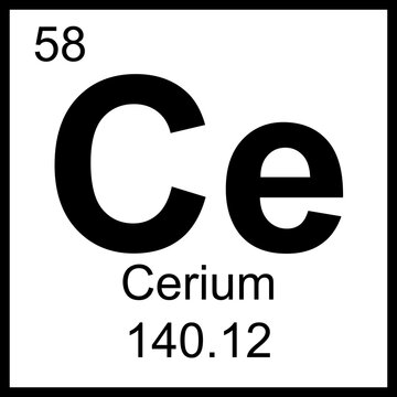 Cerium periodic table element chemistry symbol. Vector Cerium atom gas icon