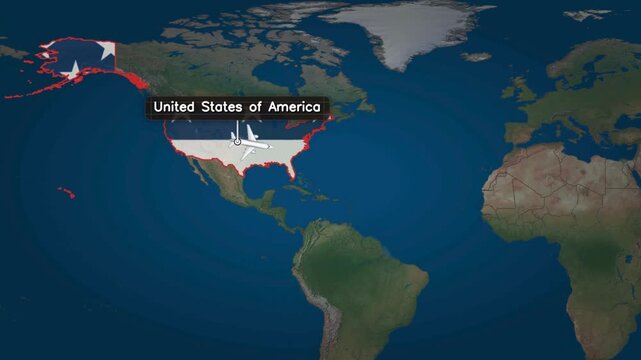 Flight from the US to Cuba, accompanied by a map of the country and the flag.