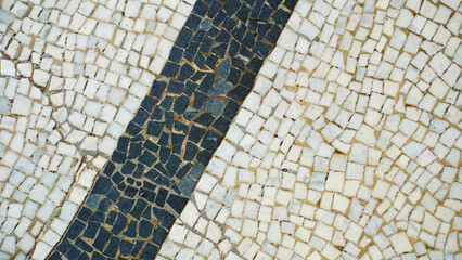 Obraz premium Mosaic floor texture with white and dark blue tiles
