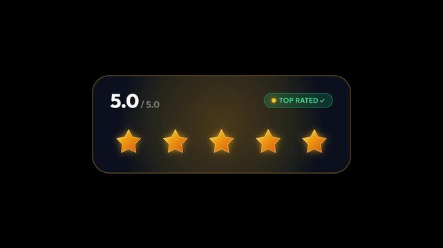 Digital star rating ui badges on transparent background