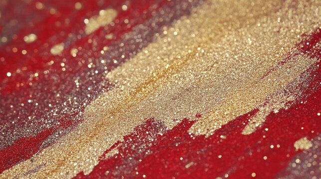 Red and Gold Glitter Abstract Background with Sparkling Metallic Texture