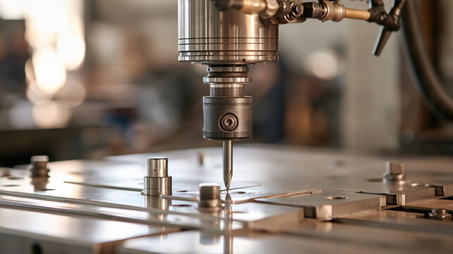 Automated Machining Head Aligned with a Circular Metal Workpiece