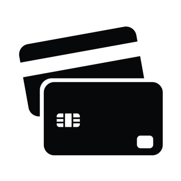Black credit card icon layered with a payment card, featuring a chip and rounded edges, symbolizing banking, finance, transactions, and electronic payment.