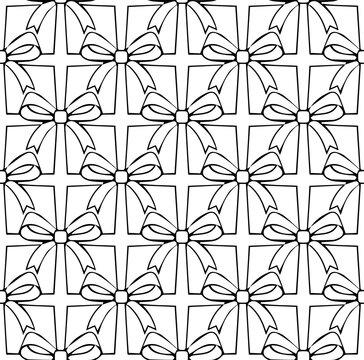 Seamless pattern of black bows. Vector illustration.