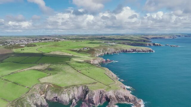 Cliffs over Porthclais, St Davids, Haverfordwest, Wales, England, United Kingdom