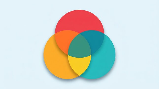 Three circle Venn diagram infographic with overlapping parts for business options and charts.