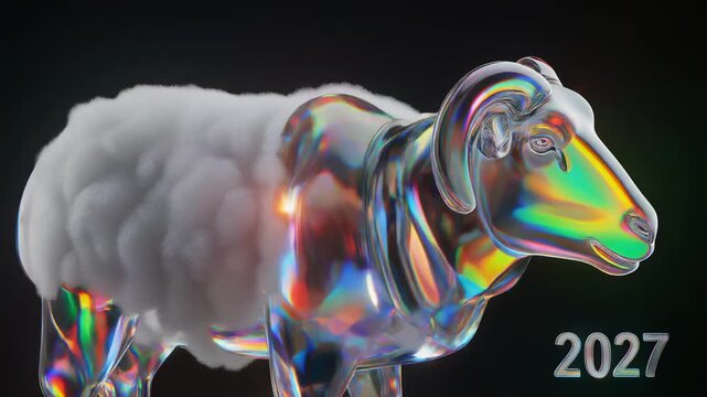 Iridescent Glass Sheep for 2027 4K Generative AI