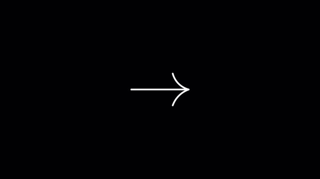Minimalist white curved arrow graphic symbol in clear line style for directional concepts in web design, presentations, logos, infographics.
