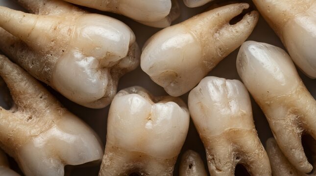 Close-Up of Human Teeth Showing Details and Texture