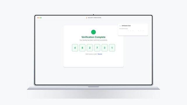 Motion Graphic Animation of an OTP Arrival Notification for Secure Verification on a Laptop Screen