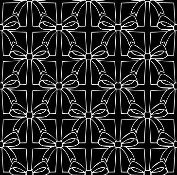 Seamless pattern of white bows. Vector illustration.
