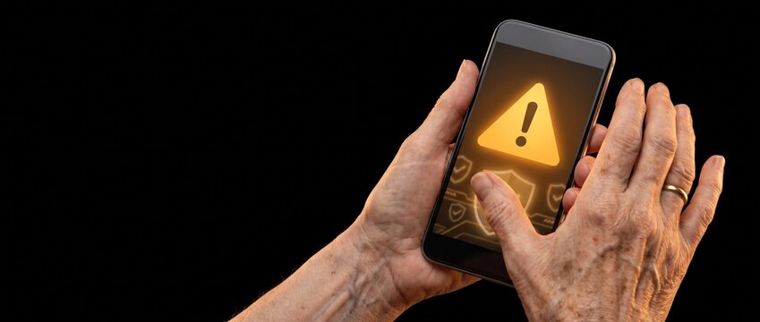 Idoso recebe alerta de poss&iacute;vel golpe no celular com espa&ccedil;o para texto
