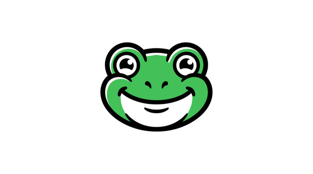 Cute cartoon frog face isolated on white