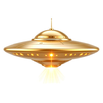 Futuristic Flying Saucer with Golden Shine.