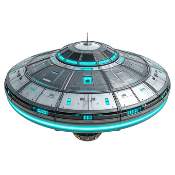 Futuristic Flying Saucer with Advanced Technology Design.
