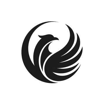 Abstract Bird Logo and Tattoo Design, Minimalist Vector Illustration of a Stylized Flying Bird Symbol with Organic Wave Shapes, Nature Inspired Decorative Graphic Element