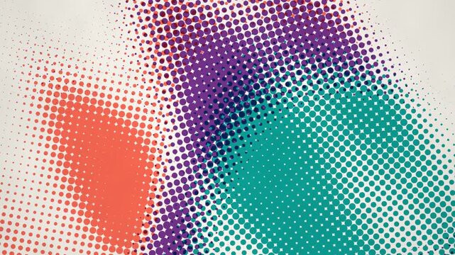 Pop art halftone dots shifting color gradient seamless loop in rich teal tones
