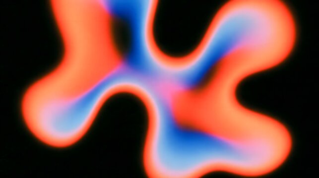 Abstract Blue And Coral Organic Waves With Soft Glow On Dark Modern Artistic Background
