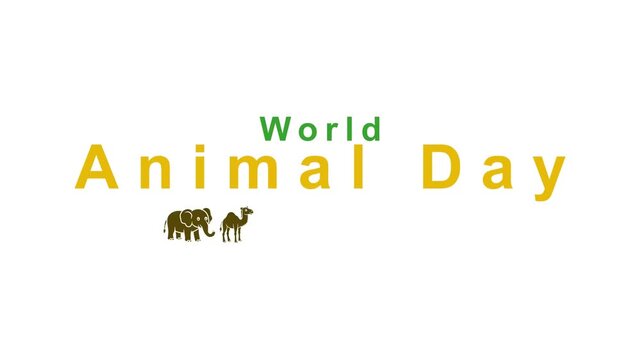 World animal day greeting text with animals icon set