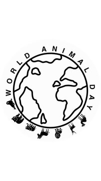 World animal day with animal on world map